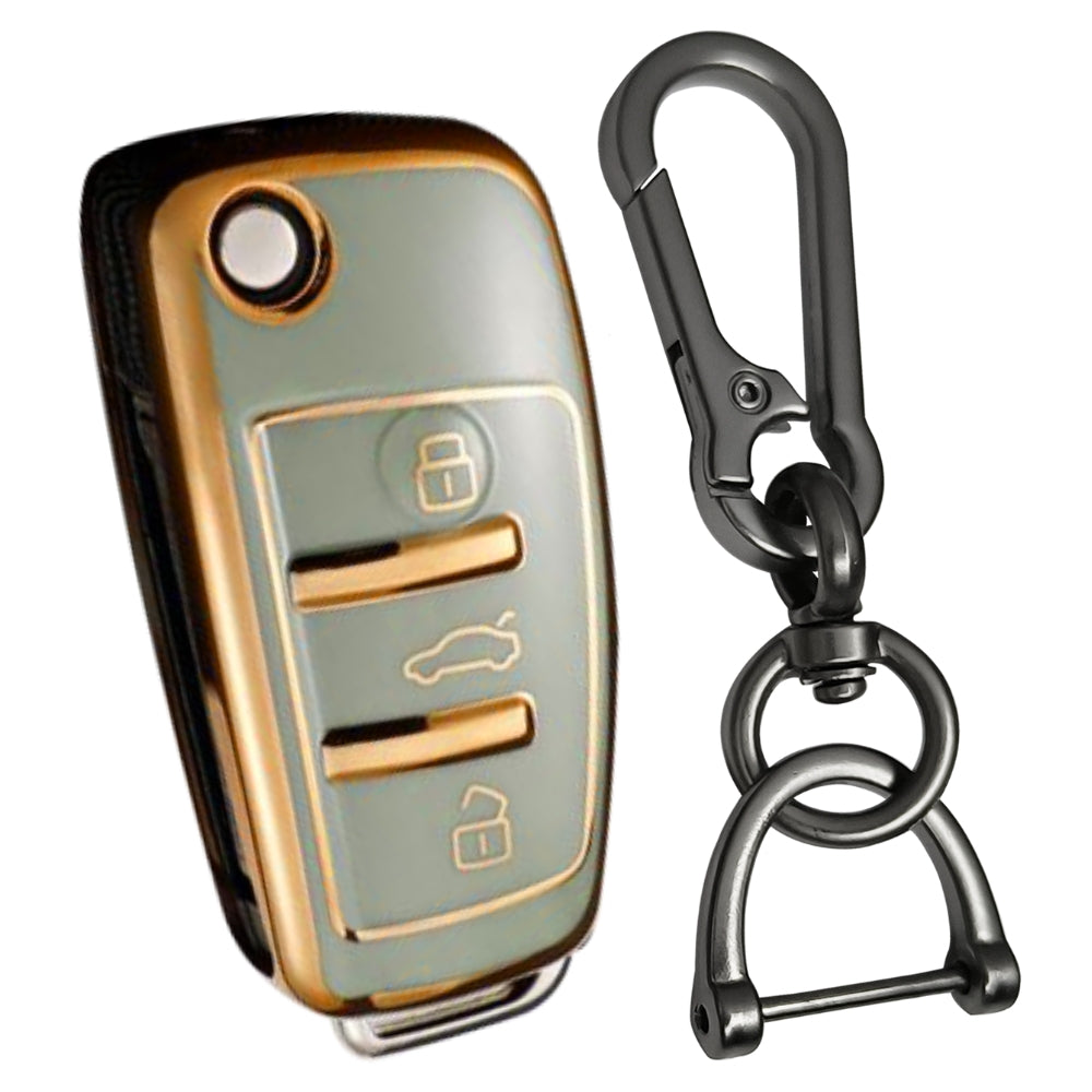 Audi Gold Line TPU key Cover with Keychain