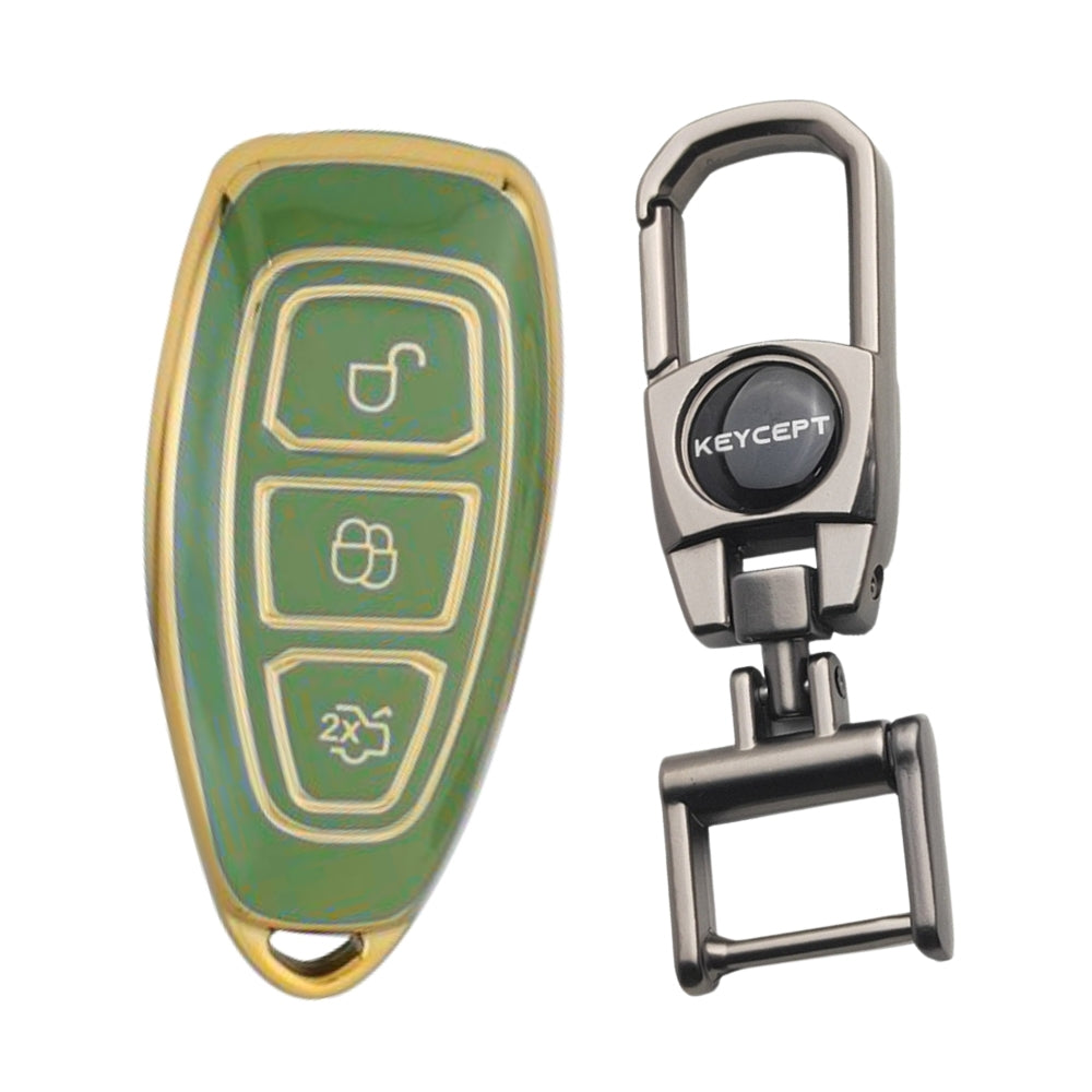 Ford Gold line TPU Key Cover with Keychain (Type 2)