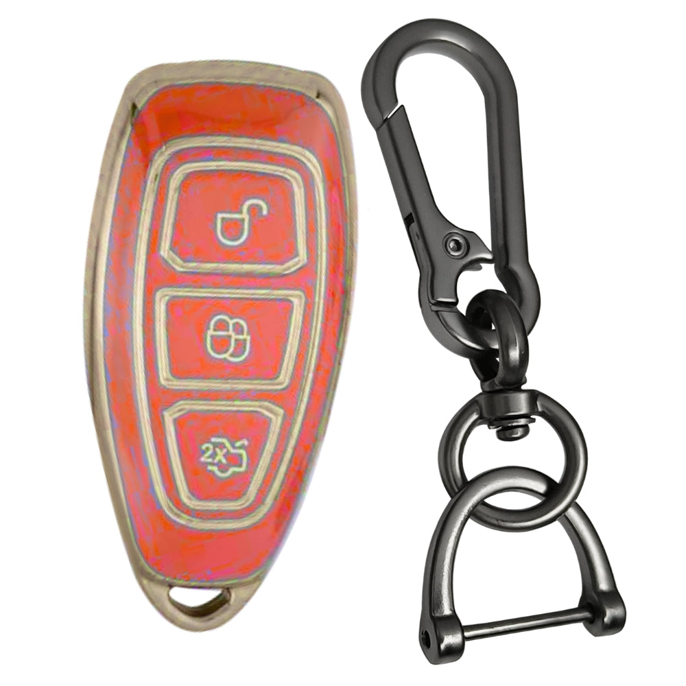 Ford Gold line TPU Key Cover with Keychain (Type 1)