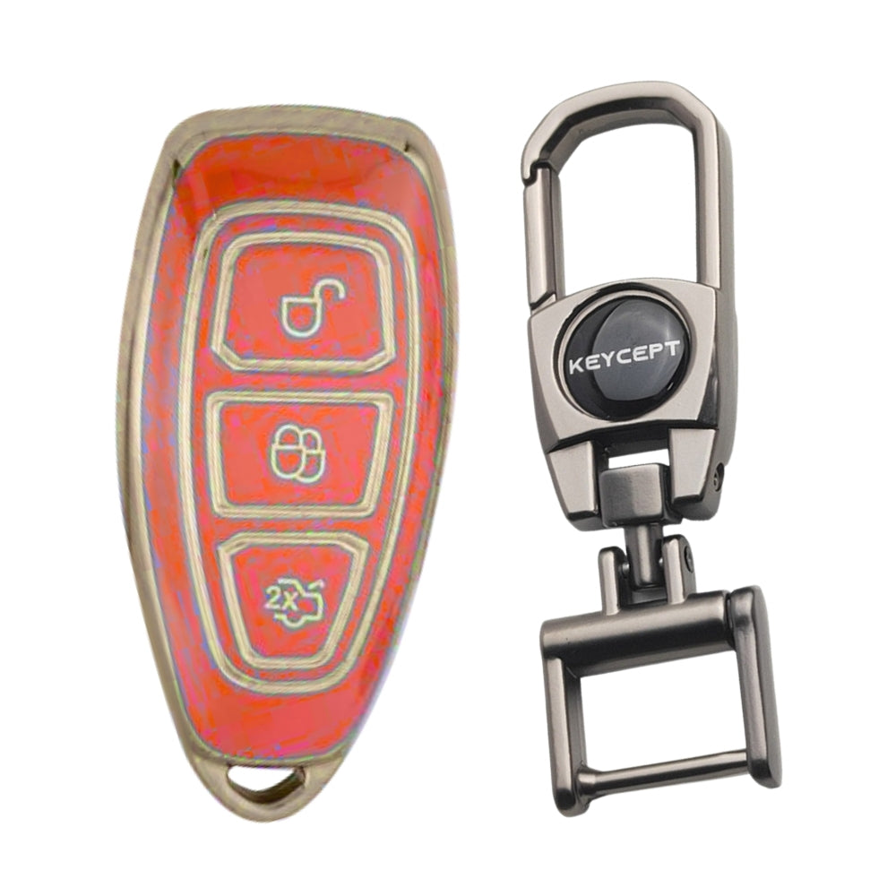 Ford Gold line TPU Key Cover with Keychain (Type 2)