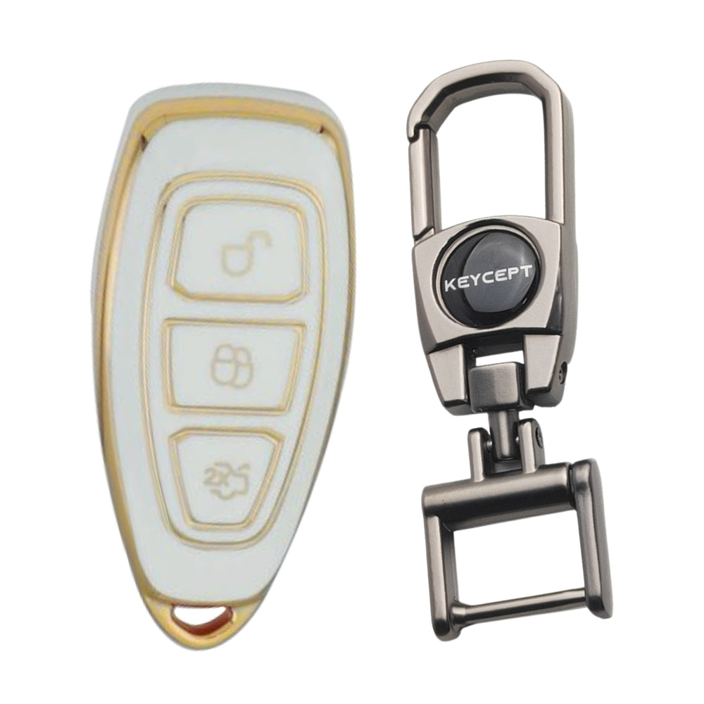 Ford Gold line TPU Key Cover with Keychain (Type 2)
