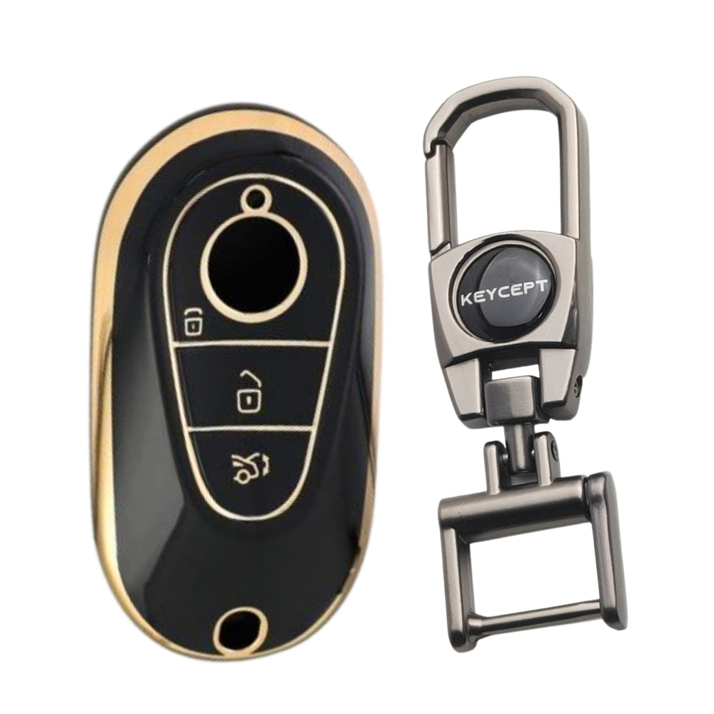 Mercedes Benz Gold Line TPU Key Cover with Keychain (Type 2)