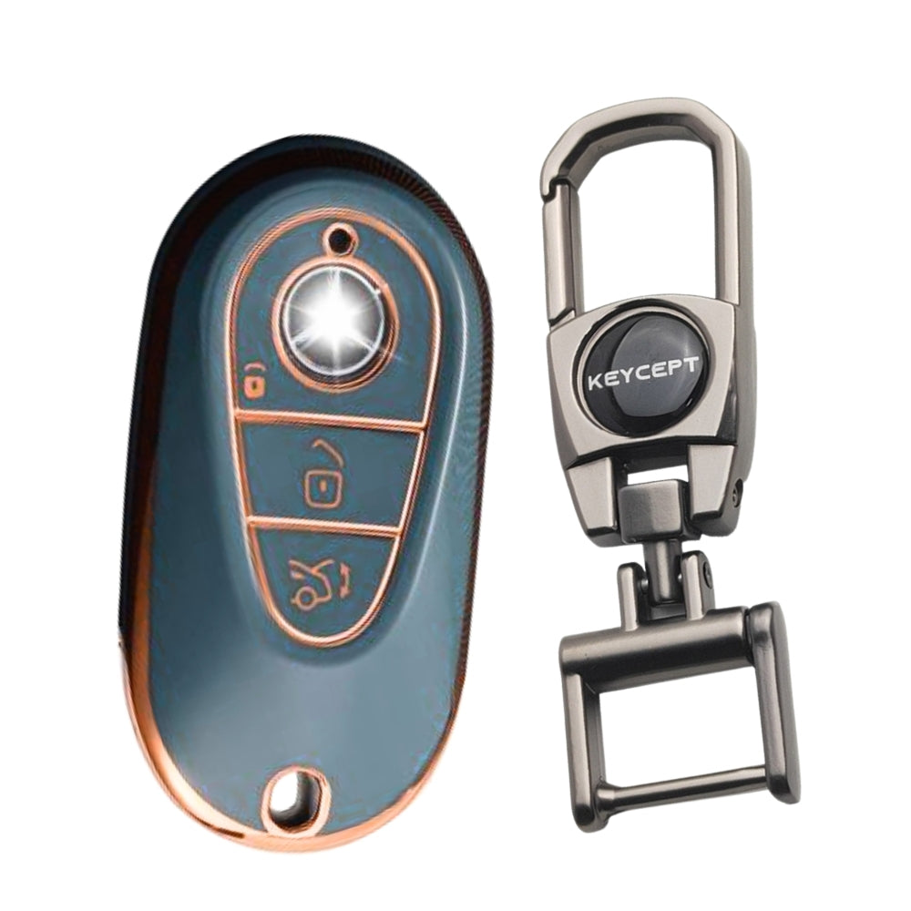 Mercedes Benz Gold Line TPU Key Cover with Keychain (Type 2)