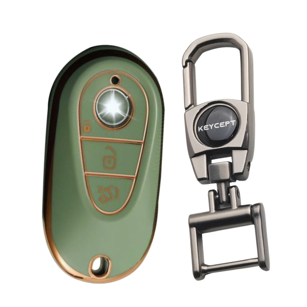 Mercedes Benz Gold Line TPU Key Cover with Keychain (Type 2)