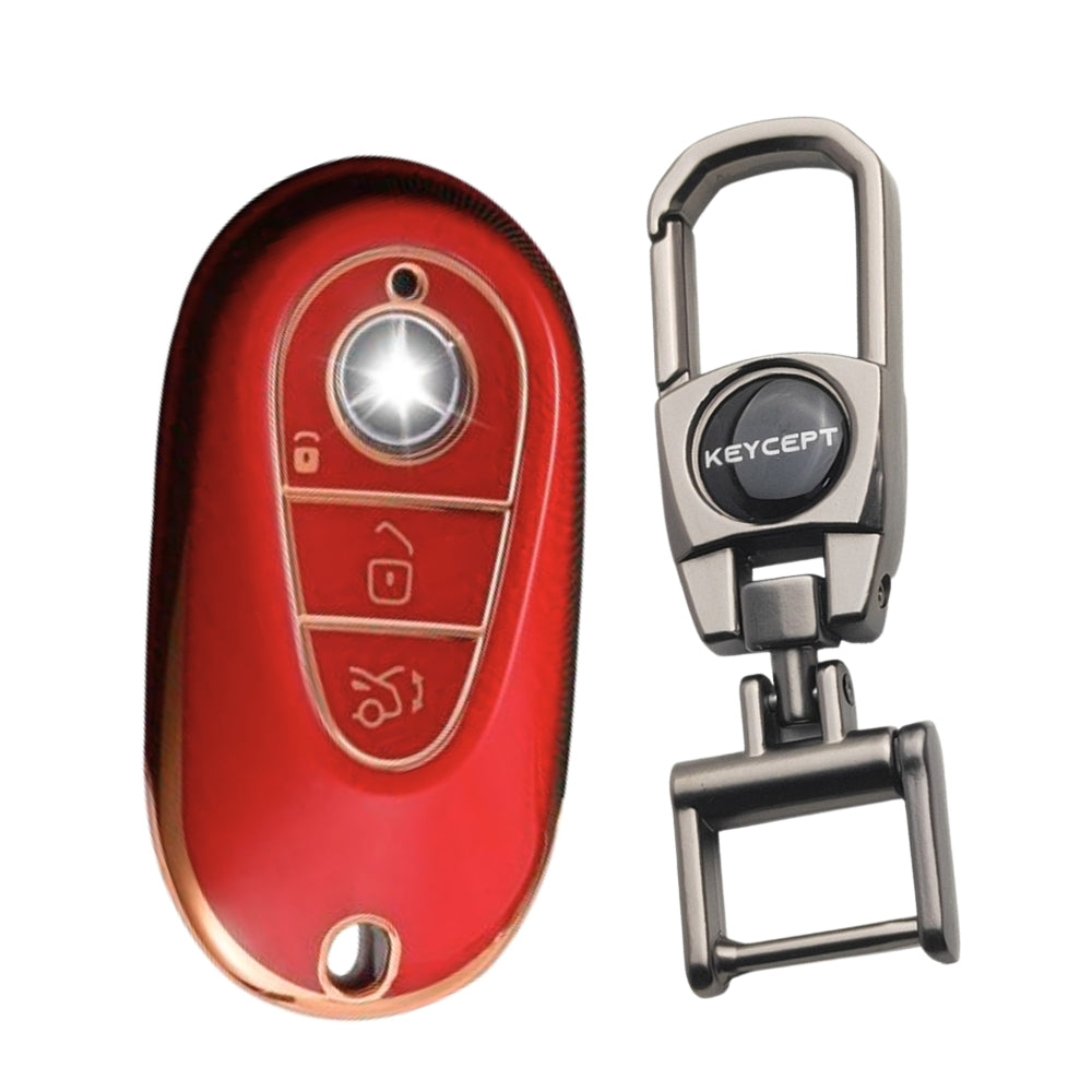 Mercedes Benz Gold Line TPU Key Cover with Keychain (Type 2)