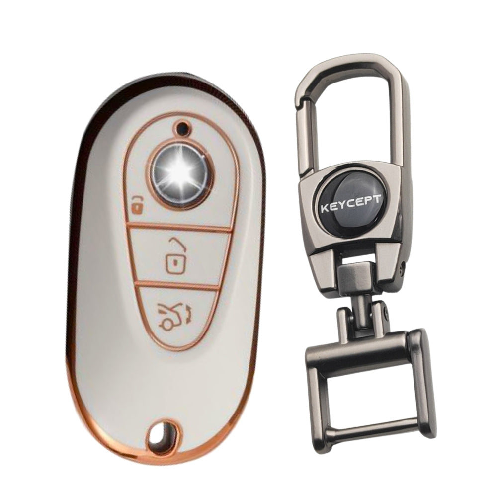 Mercedes Benz Gold Line TPU Key Cover with Keychain (Type 2)