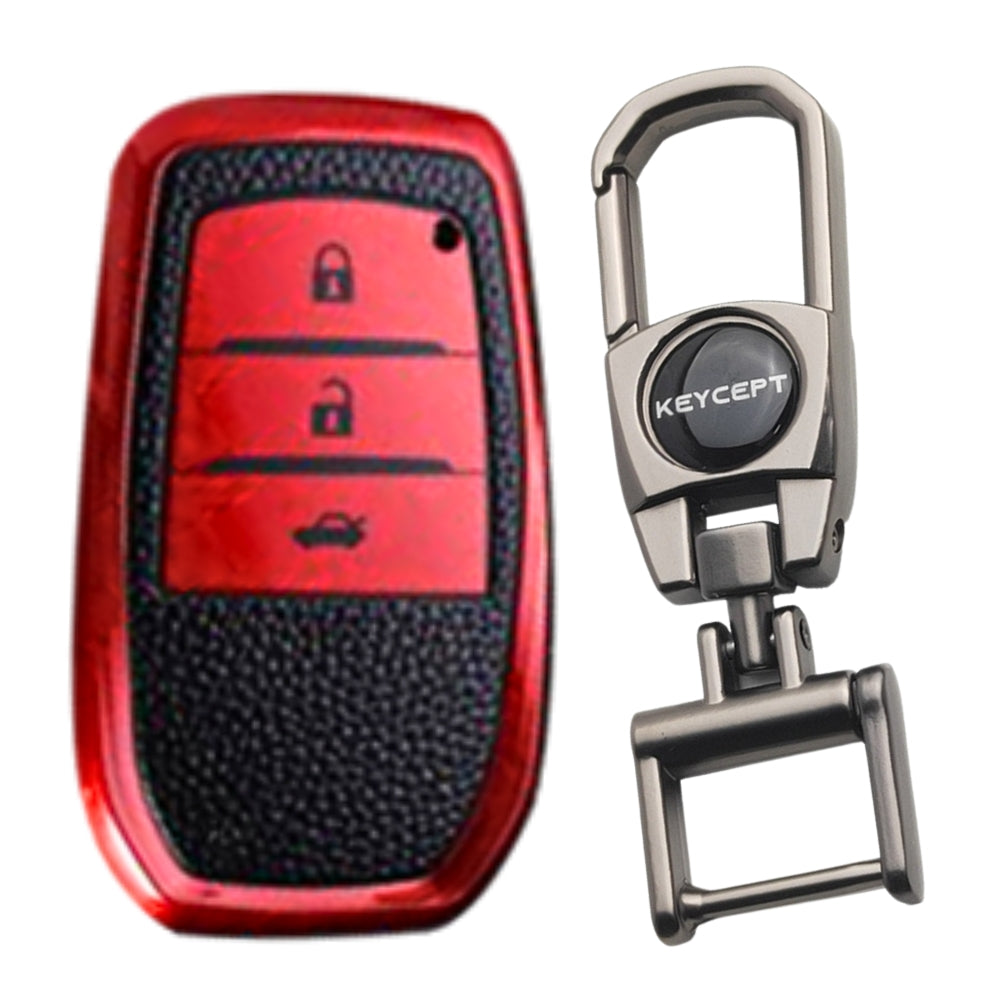 Toyota TPU Leather Key Cover with Keychain (Type 2)
