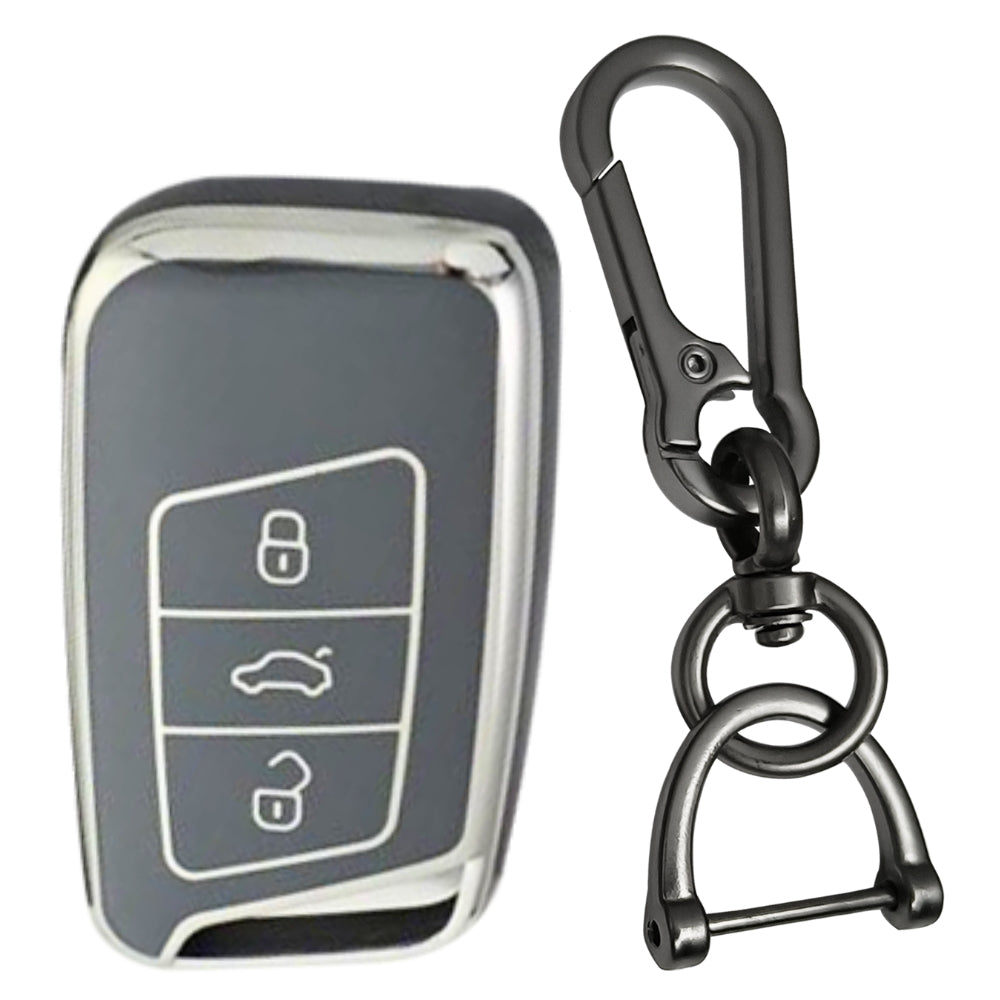 Skoda/Volkswagen Silver Line TPU Key Cover with Keychain