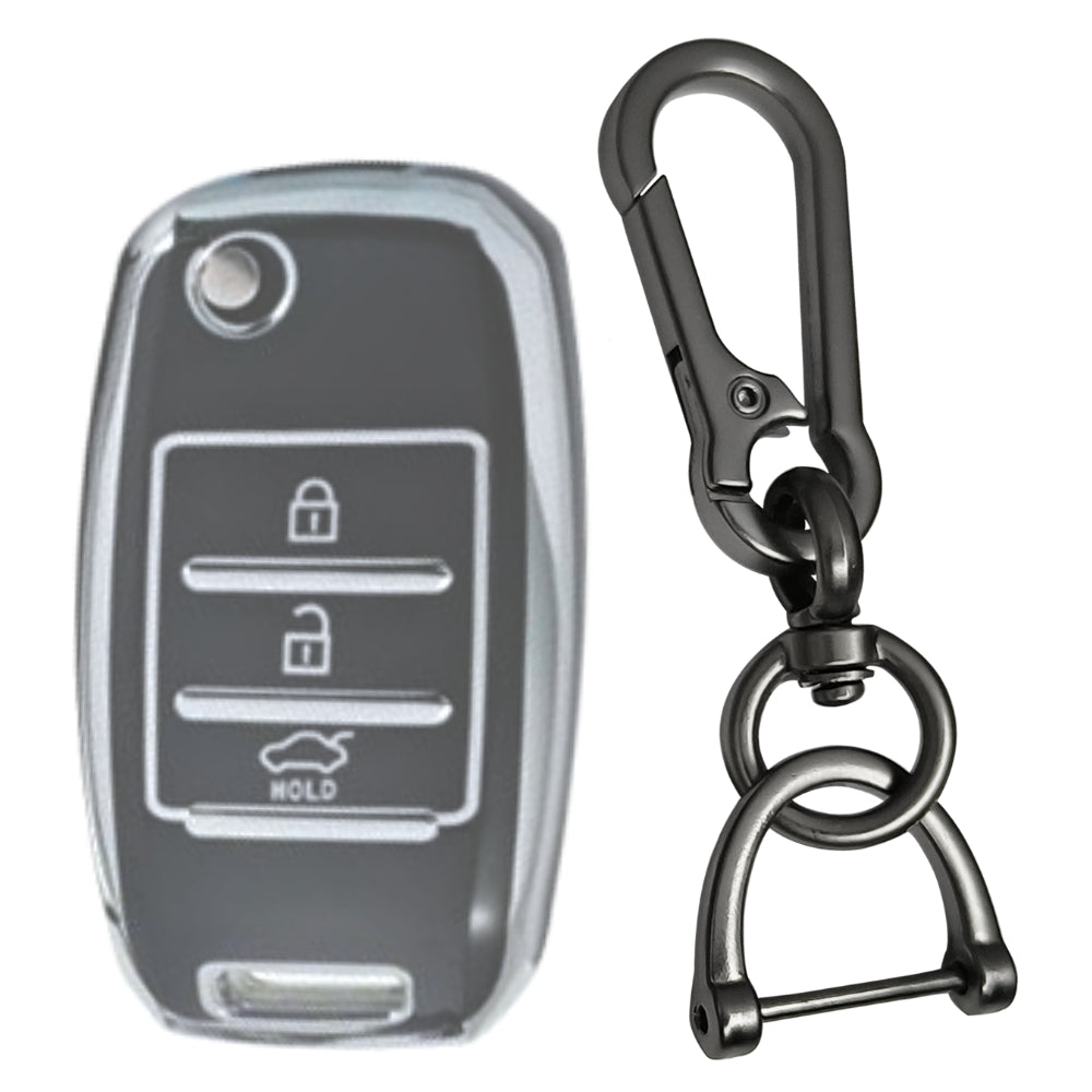 Kia Silver Line TPU Key Cover with Keychain