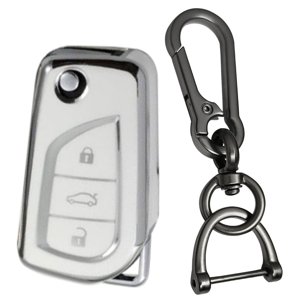 Toyota Silver Line TPU Key Cover with Keychain
