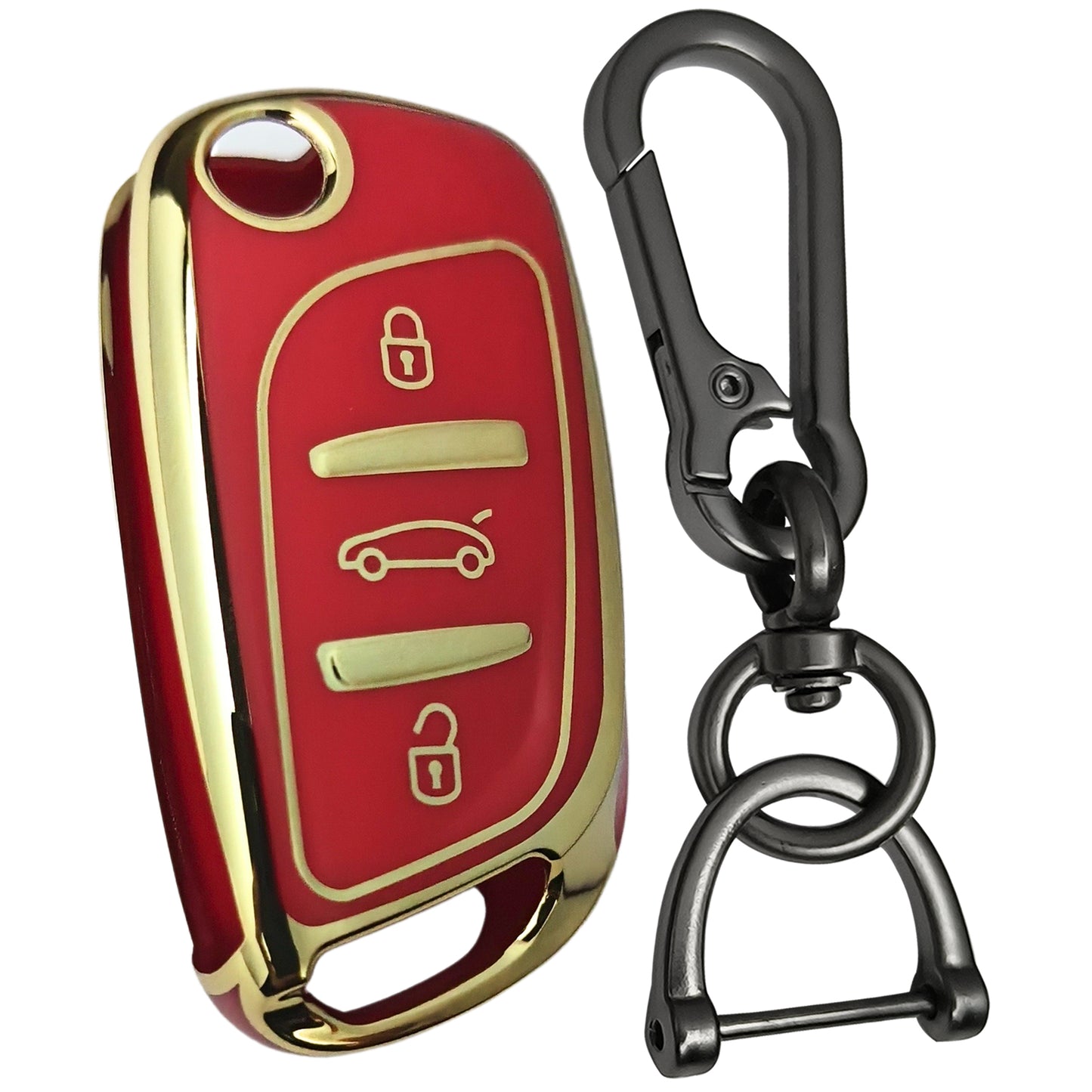 Universal Gold Line TPU Key Cover with Keychain