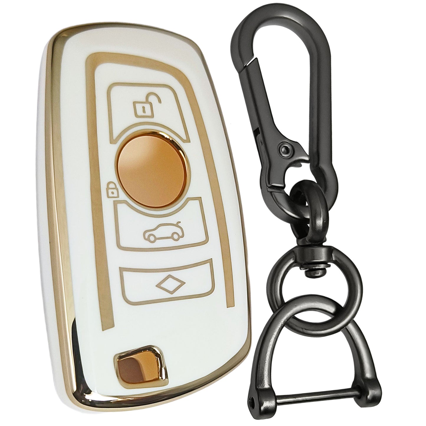 bmw x3 x4 m5 3button smart tpu white gold keycover case accessories keychain
