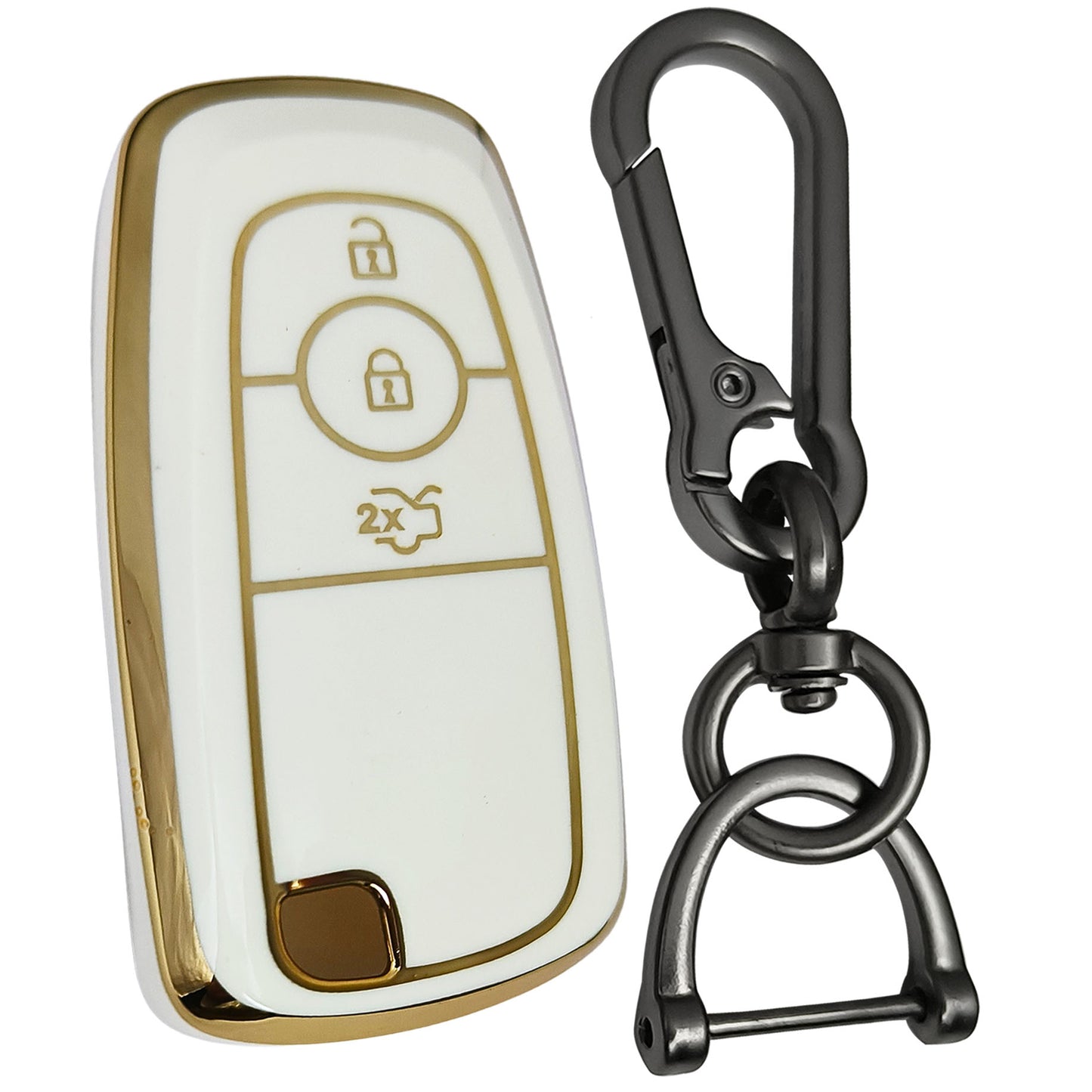 ford figo aspire endeavour 3b smart tpu white gold key case keychain