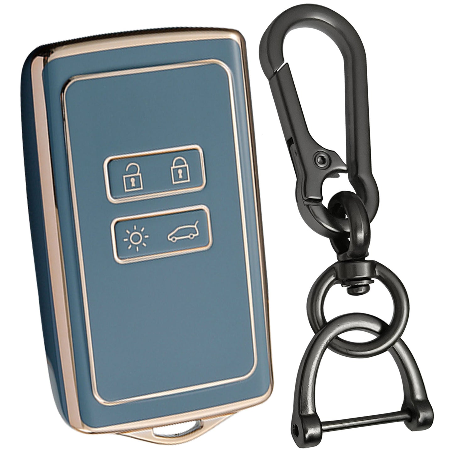 renault triber kiger 4b tpu blue gold key case keychain