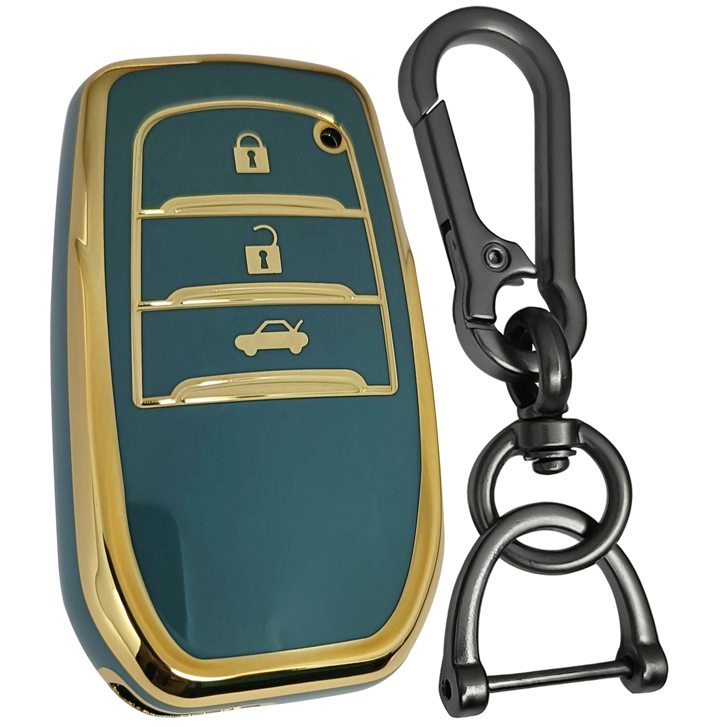 toyota fortuner innova crysta 2 button smart tpu blue gold key cover case accessories keychain