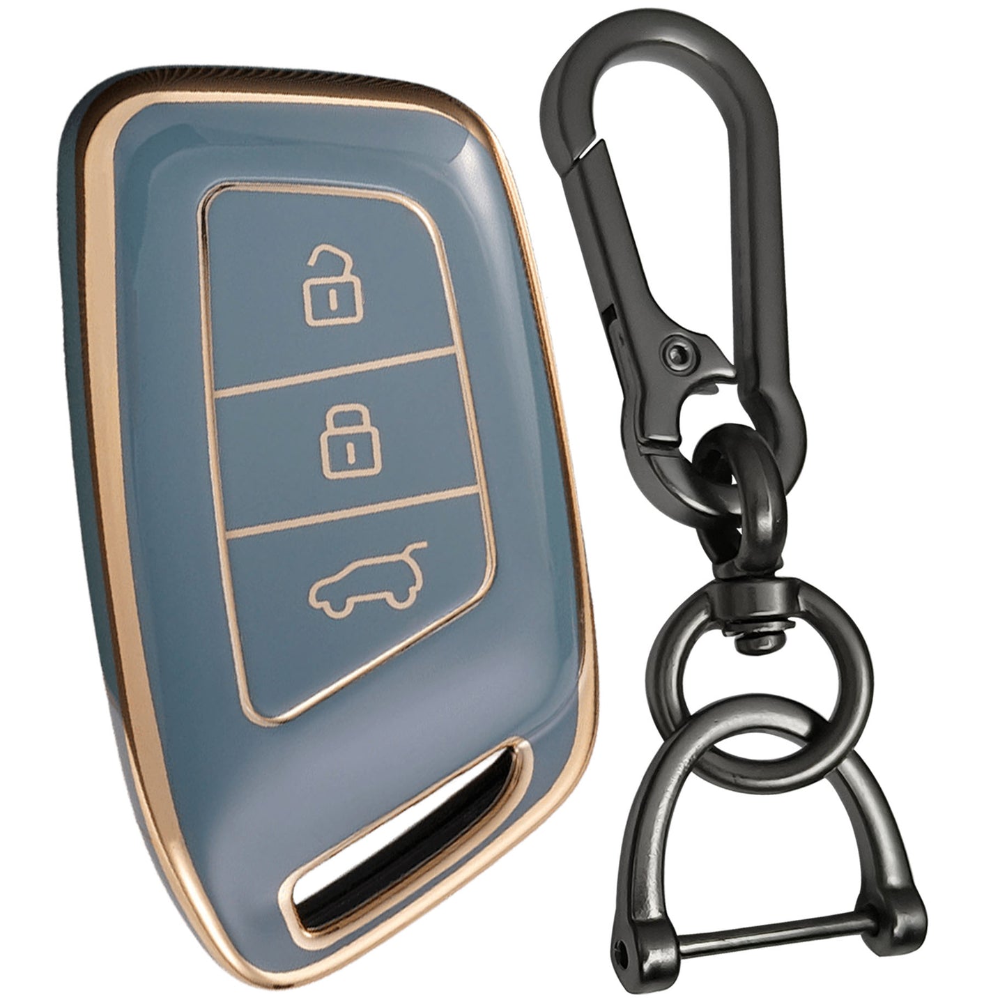 mg hector 3 button smart tpu blue gold key cover case keychain