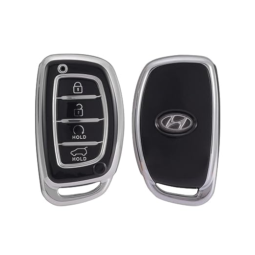 hyundai alcazar 4 button tpu key cover case accessories black silver