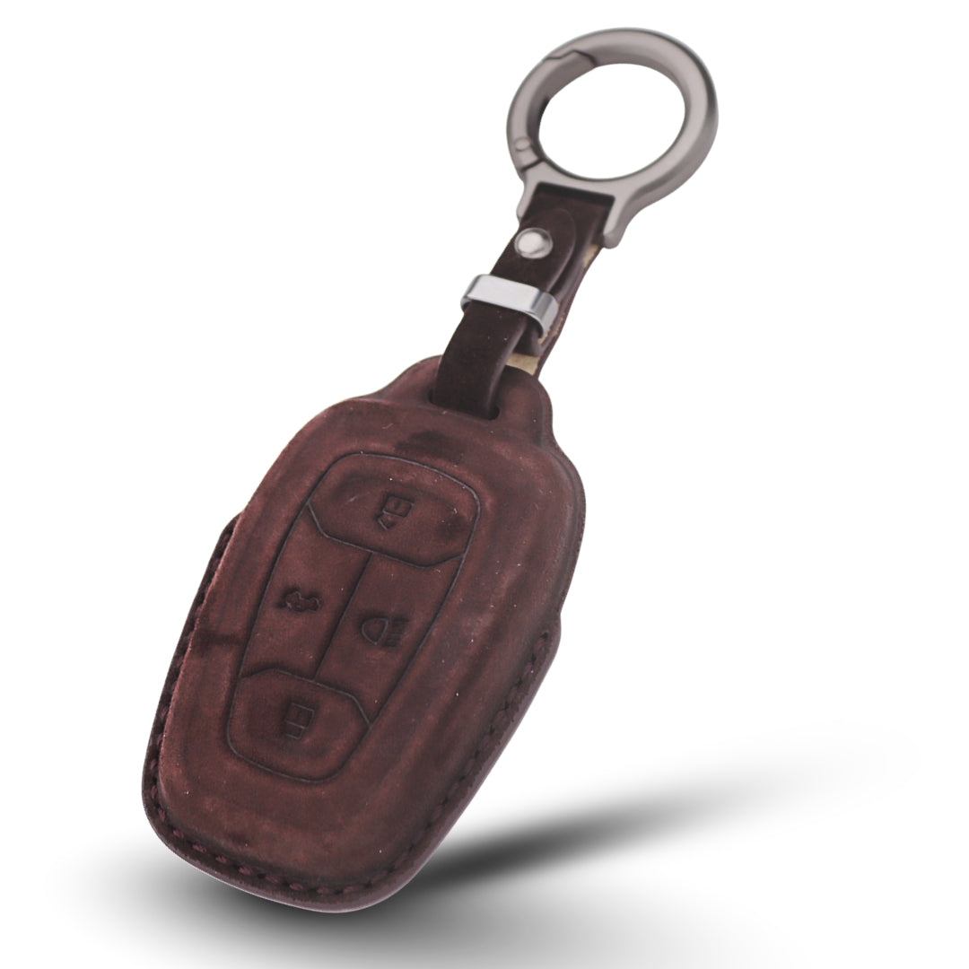 TATA Alcantara Crest Car Key Cover with Keychain (Type 10)