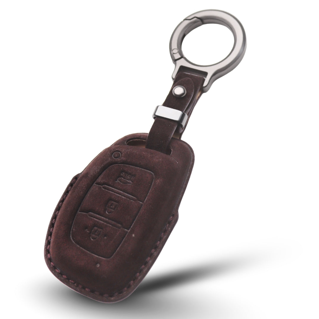 Hyundai Alcantara Crest Car Key Cover with Keychain (Type K10)