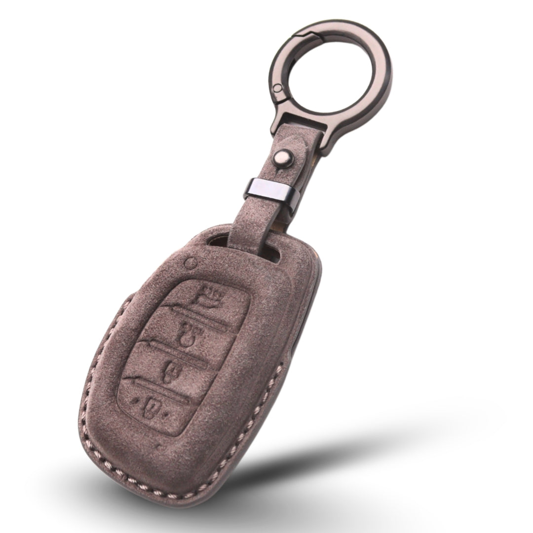 Hyundai Alcantara Crest Car Key Cover with Keychain (Type K10)