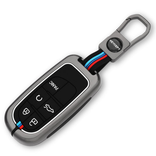 Keycept Metal Alloy Car Key Cover for Jeep Meridian, Compass, Trailhawk 5 Button Smart Key with keychain (Type M1)