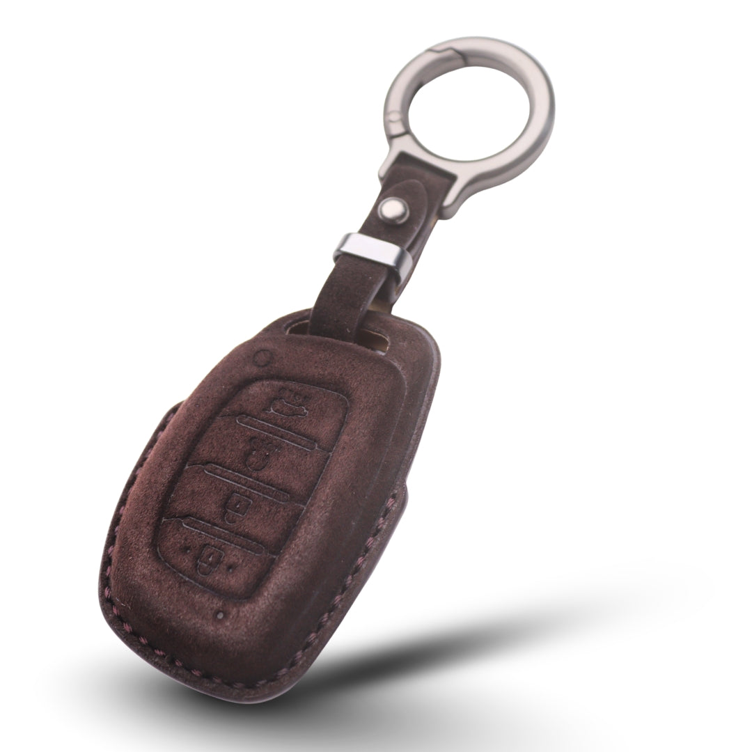 Hyundai Alcantara Crest Car Key Cover with Keychain (Type K10)