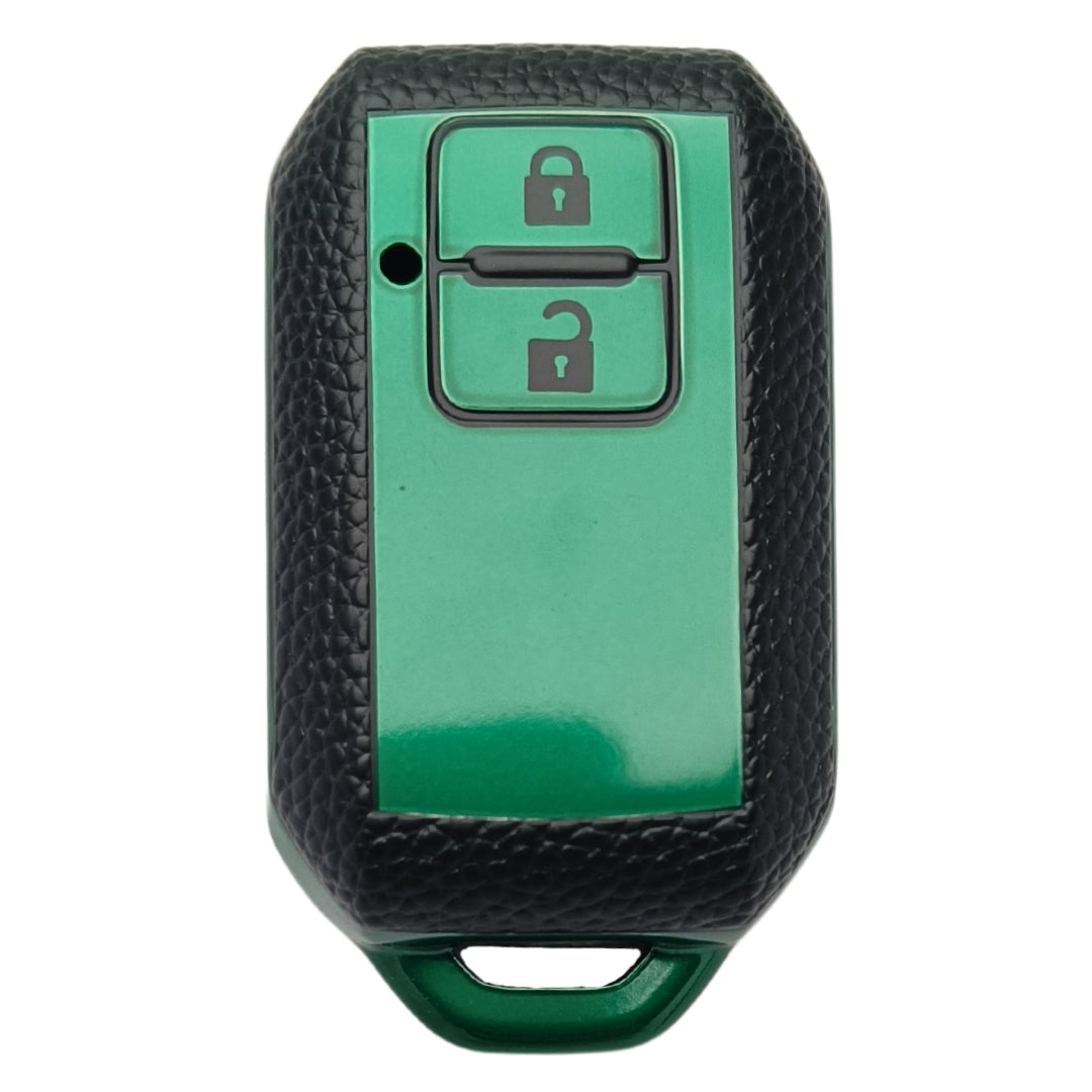 Leather Key Cover Compatible for Toyota Glanza 2 Button Smart Key