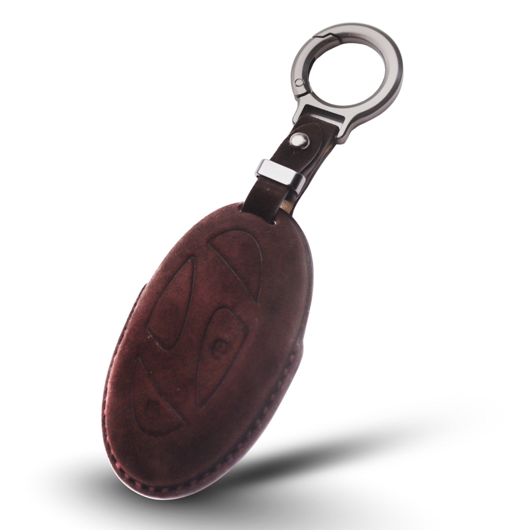 Hyundai Alcantara Crest Car Key Cover with Keychain (Type K10)