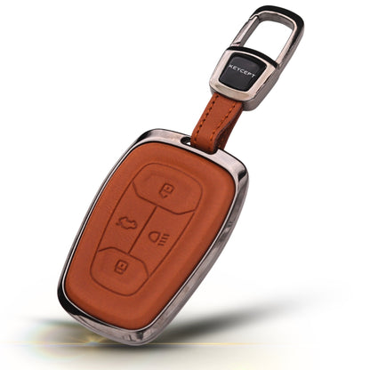 Tata Titanium Genuine Leather Car Key Cover  with Keychain (Type M7)