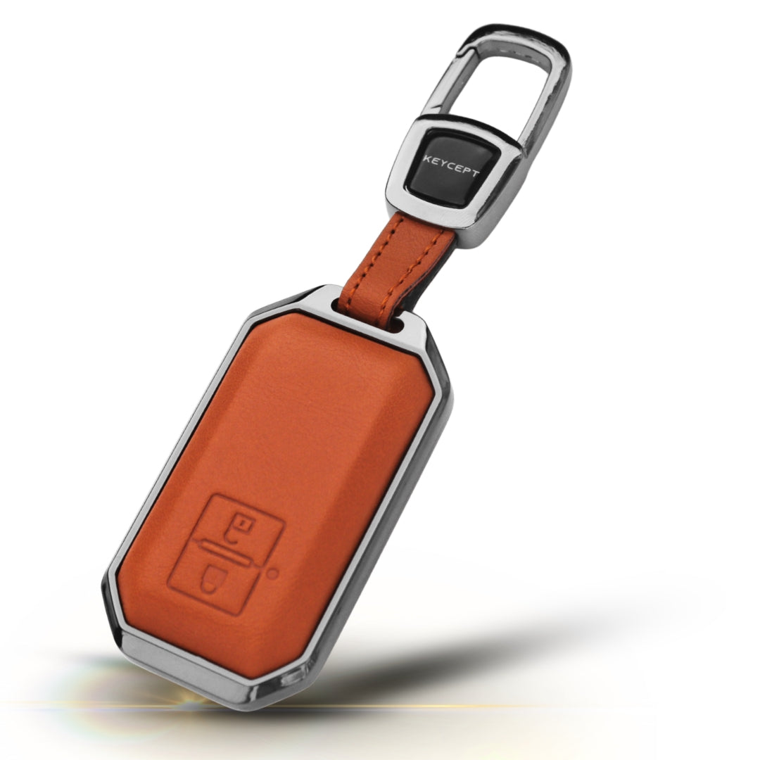Suzuki Titanium Genuine Leather Car Key Cover with Keychain (Type M7)