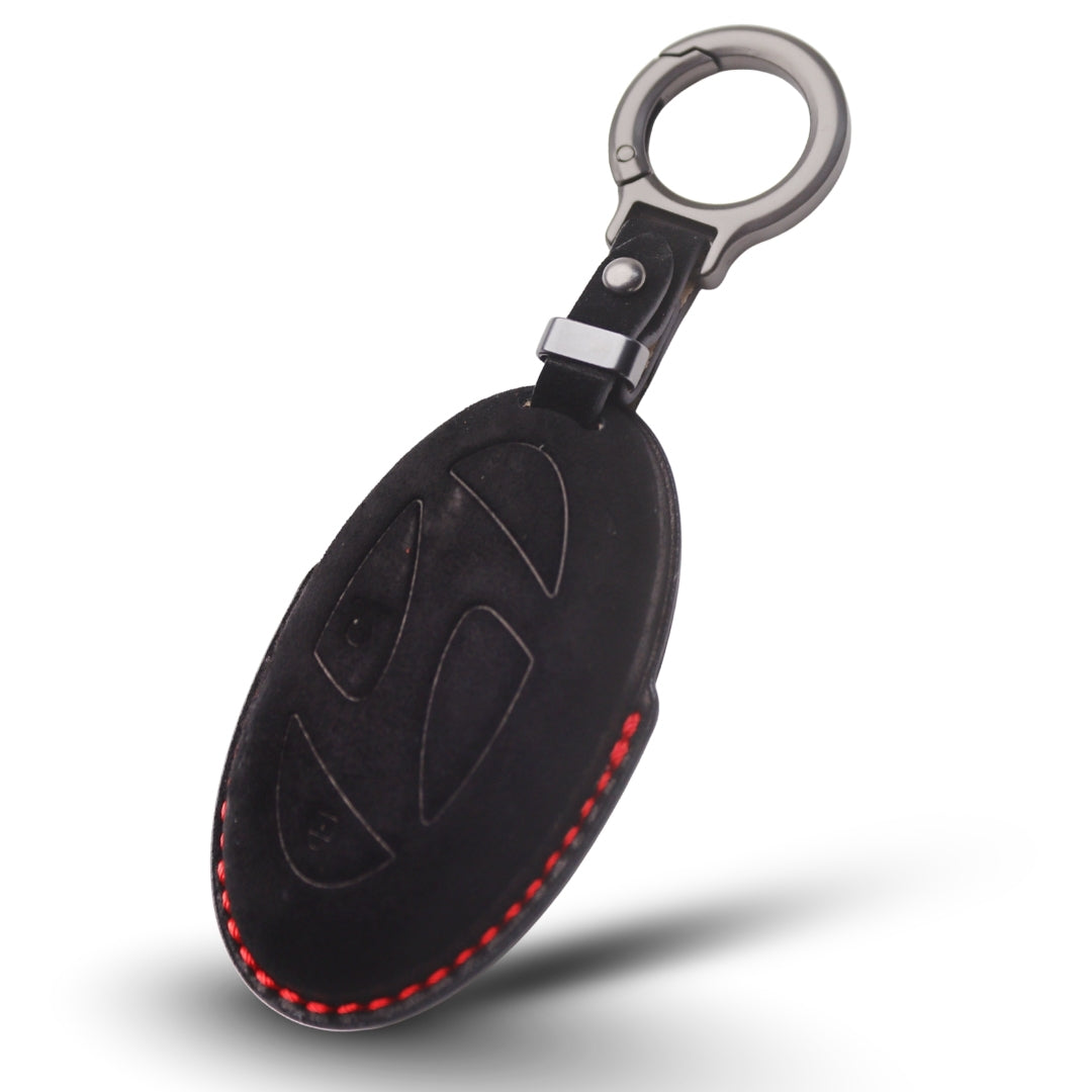 Hyundai Alcantara Crest Car Key Cover with Keychain (Type K10)