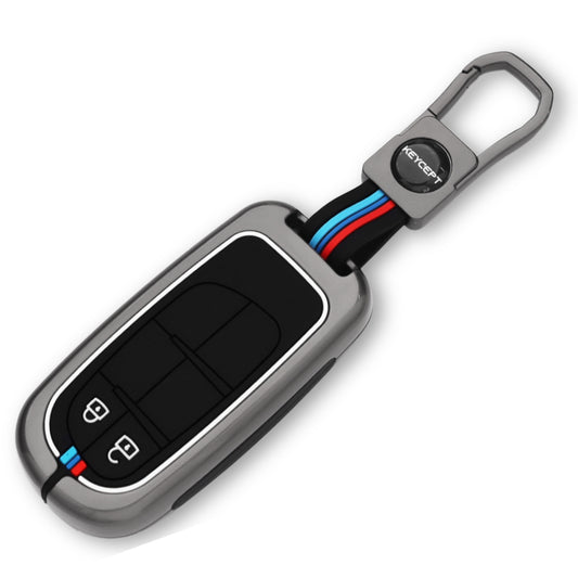 Keycept Metal Alloy Car Key Cover for Jeep Meridian, Compass, Trailhawk, 2 Button Smart Key with keychain (Type M1)