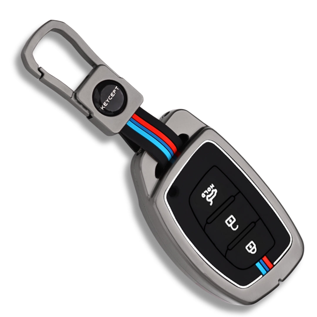 Keycept Metal Alloy Car Key Cover for Hyundai Grand i10 NIOS Asta, Venue, i20, Aura, Creta, Elantra Key Cover with Keychain