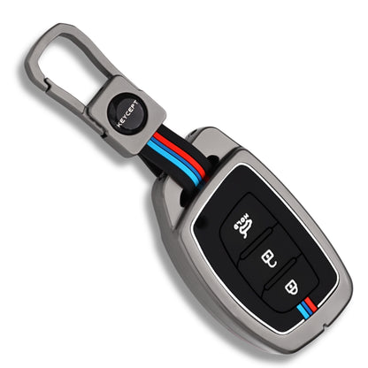 Keycept Metal Alloy Car Key Cover for Hyundai Grand i10 NIOS Asta, Venue, i20, Aura, Creta, Elantra Key Cover with Keychain