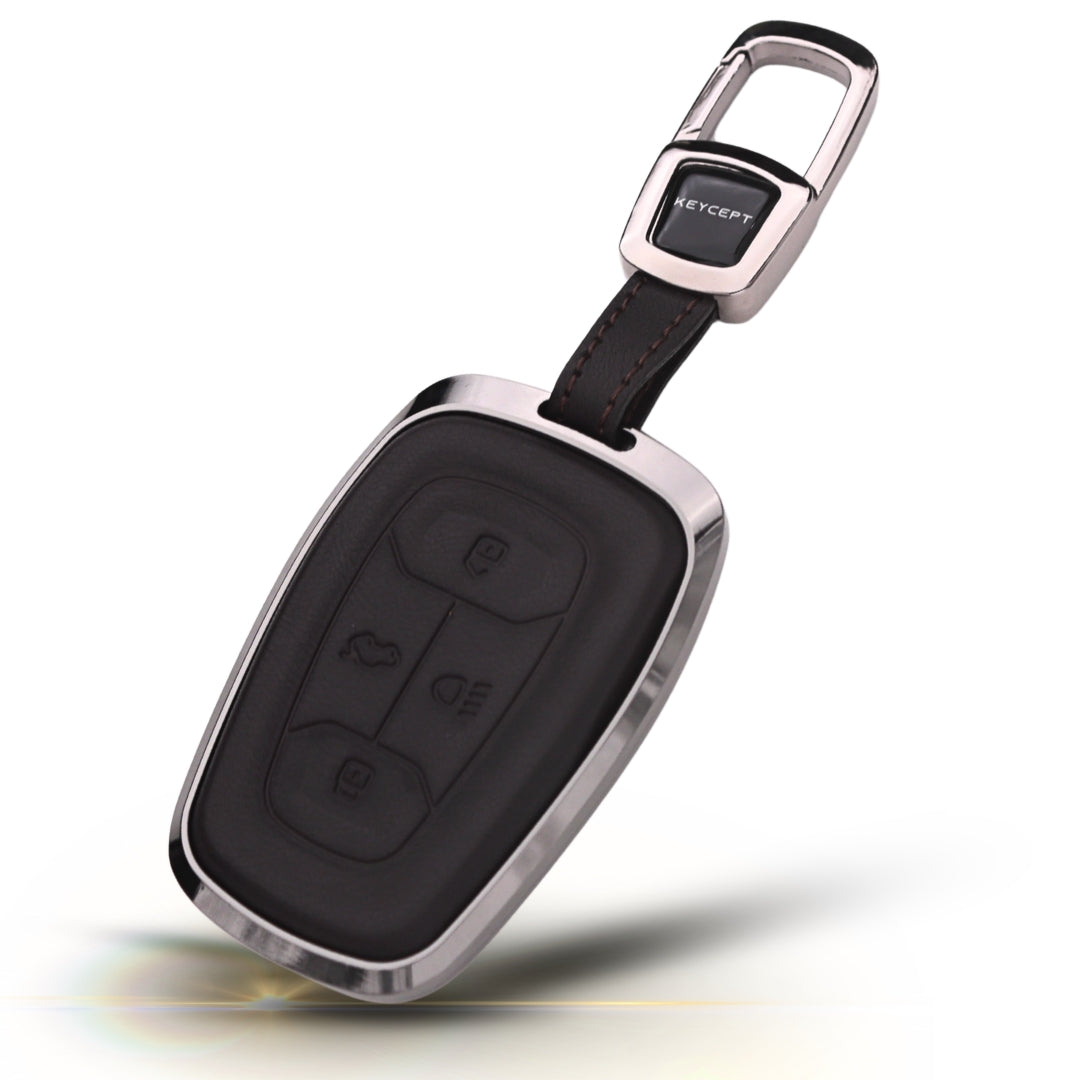 Tata Titanium Genuine Leather Car Key Cover  with Keychain (Type M7)