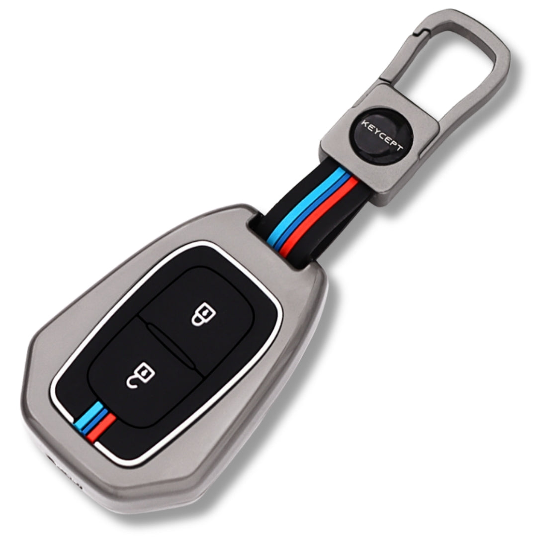 Keycept Metal Alloy Car Key Cover for Renault Kiger, Kwid, Duster 2 Button Remote Key Cover with Keychain (Type M1)