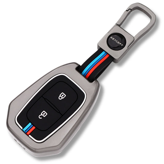 Keycept Metal Alloy Car Key Cover for Renault Kiger, Kwid, Duster 2 Button Remote Key Cover with Keychain (Type M1)