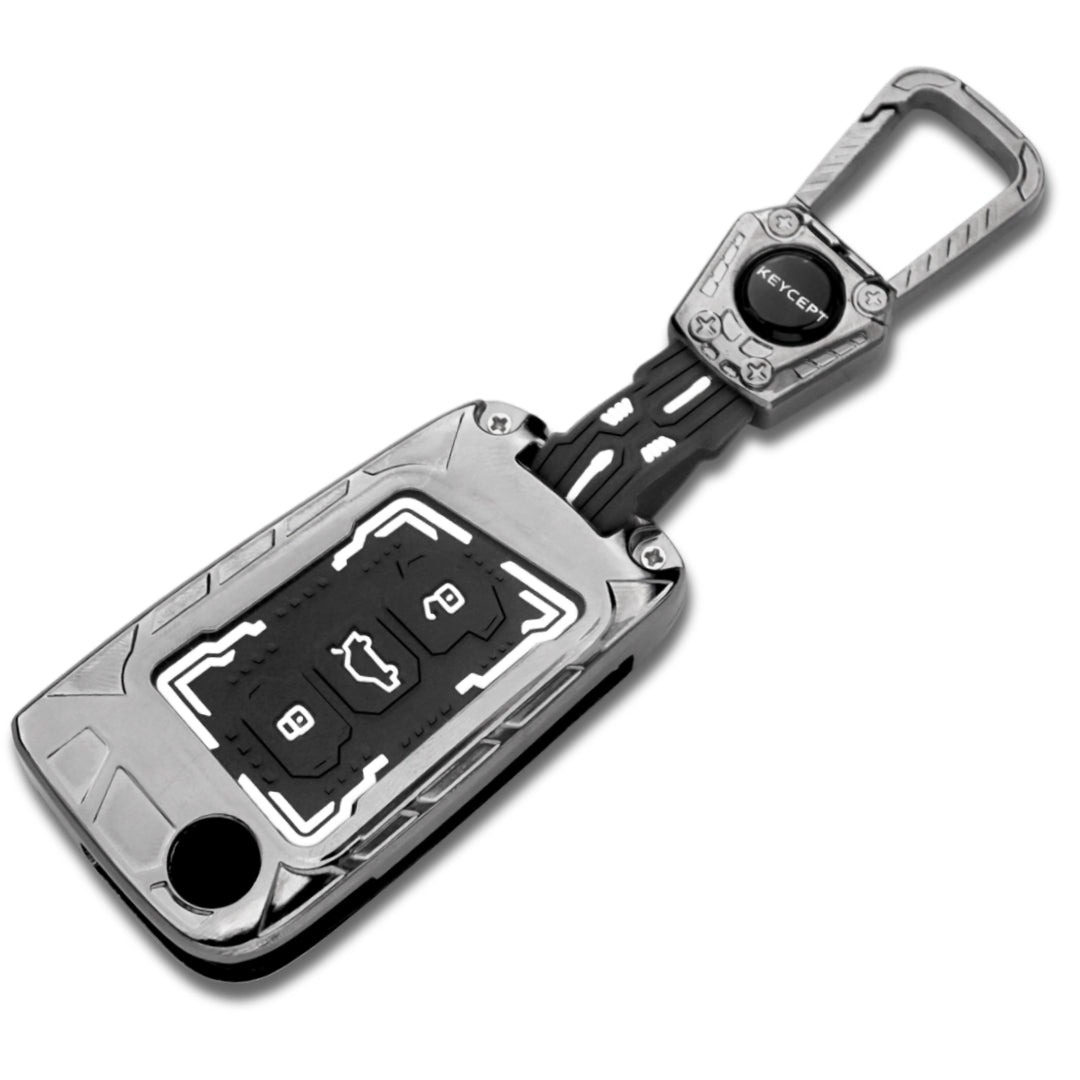 Skoda /Volkswagen Metal Armor Car Key Cover with Keychain (Type M4)