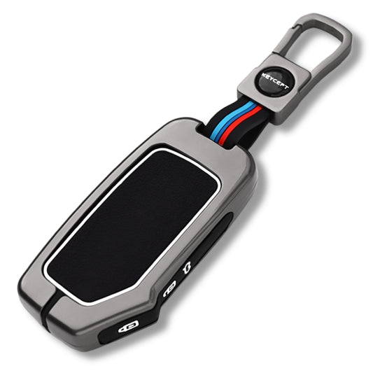 Keycept Metal Alloy Key Cover Compatible with Kia Seltos HTE, Sonet HTE, Carens Premium, Prestige - 3 Button Smart Key with Keychain (Type M1)