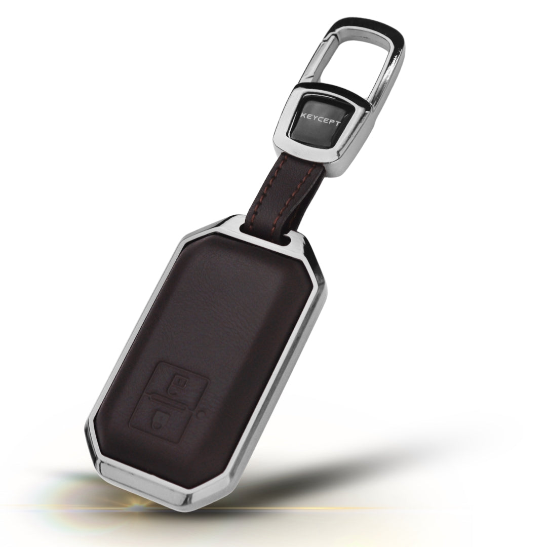 Suzuki Titanium Genuine Leather Car Key Cover with Keychain (Type M7)