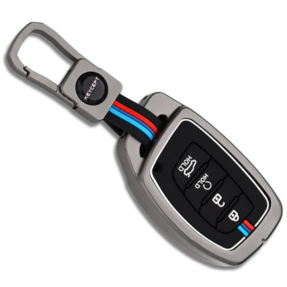 Keycept Metal Alloy Car Key Cover for Hyundai Alcazar, Creta, Tucson Key Cover with keychain