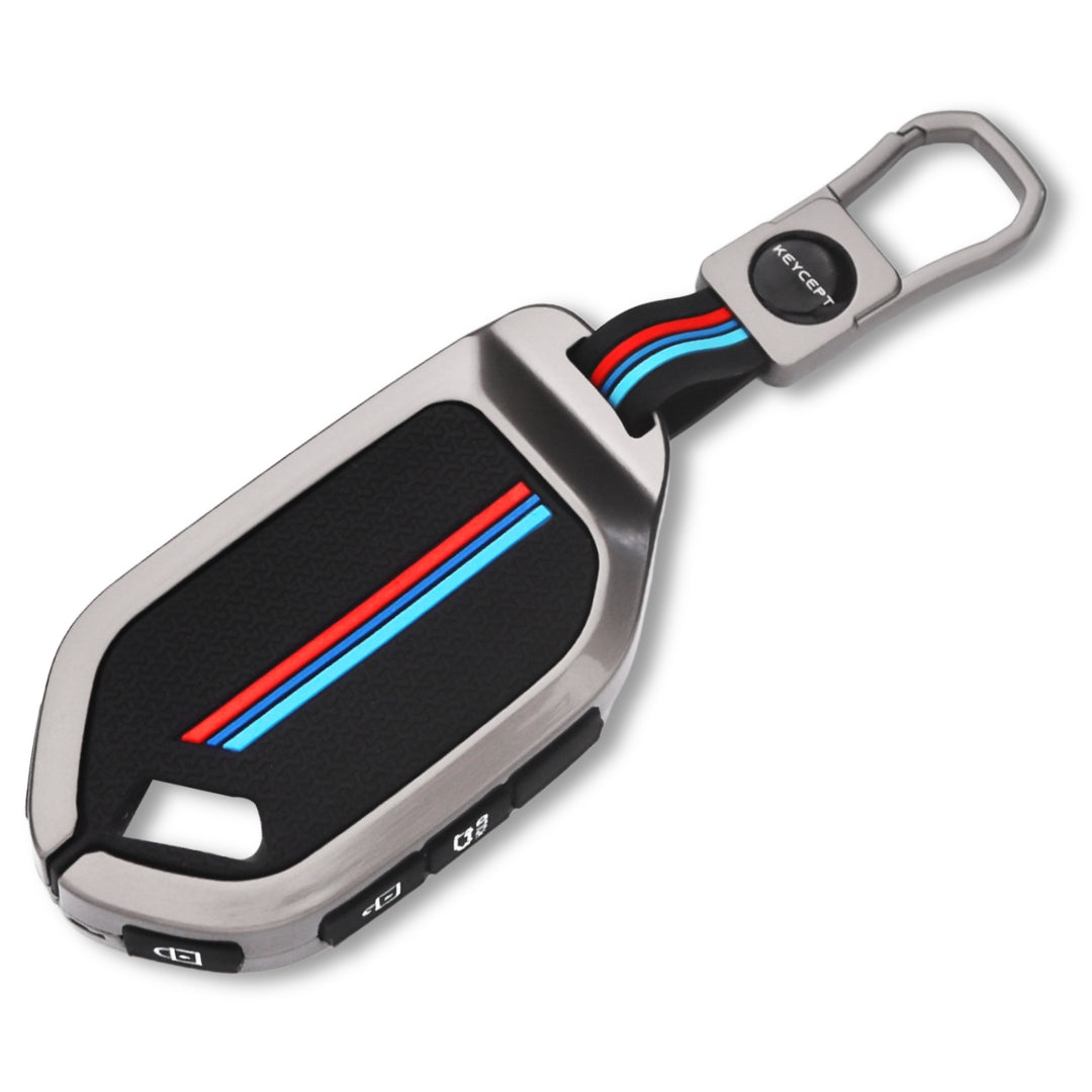 Keycept Metal Alloy Key Cover Compatible with  Kia Syros, EV6, EV9, Carnival, Seltos 2026 - 4 Button Smart Key with Keychain