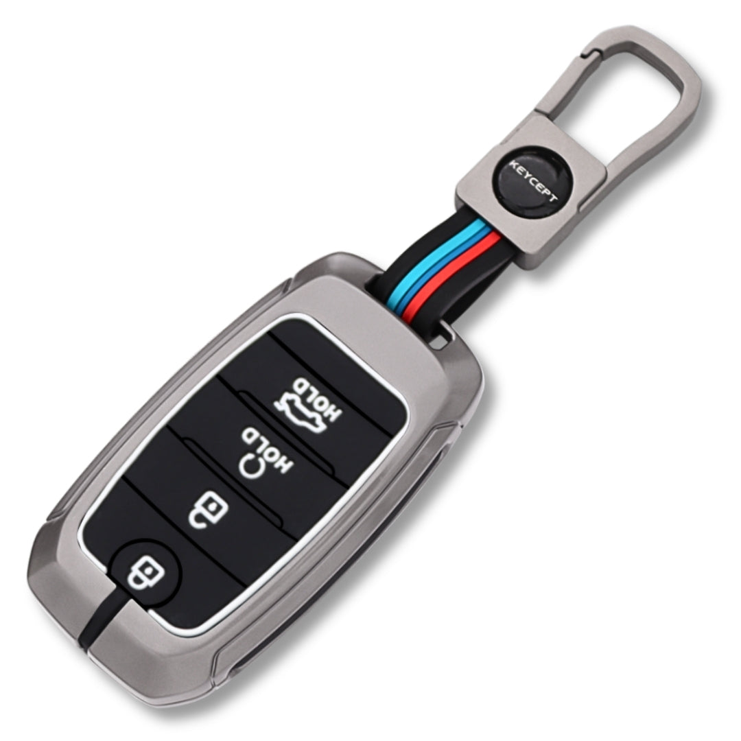 Keycept Metal Alloy Car Key Cover for Kia Seltos, Sonet, Carens Key Cover with Keychain (Type M1)