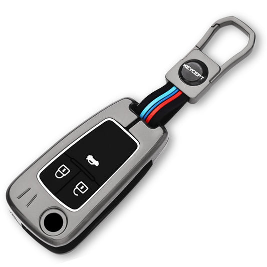 Keycept Metal Alloy Car Key Cover for Chevrolet Cruze | Beat | Avio | Spark 3 Button Flip Key Only with keychain (Type M1)