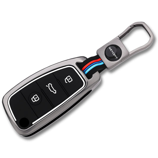 Audi Metal Alloy Key Cover with Keychain (Type M1).