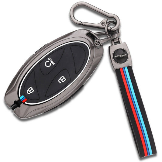 Keycept Metal Alloy Key Cover Compatible with Hyundai Venue - 4 Button Smart Key Cover with Keychain