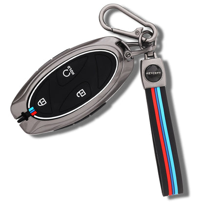 Hyundai Metal Alloy Key Cover with keychain (Type M2)