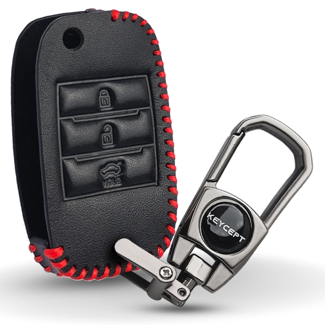 Kia Classic Leather Key Cover with keychain (Type 2)