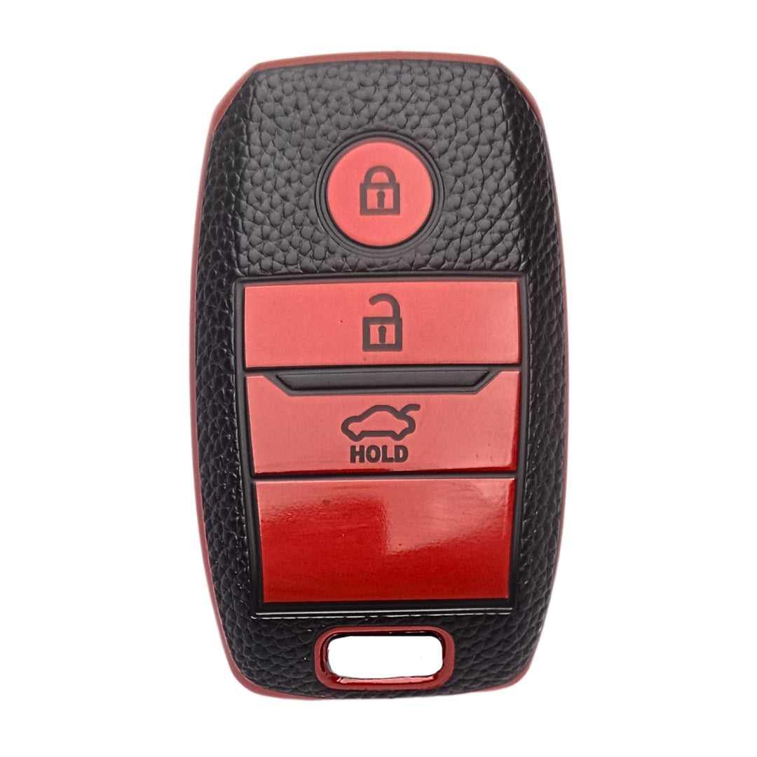 Leather Key Cover Compatible with Kia Seltos Smart Key 3 Button