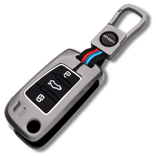 Audi Metal Alloy Key Cover with Keychain (Type M1).